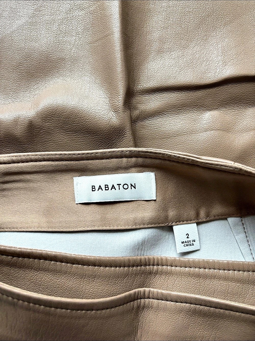 Babaton Vicinity Skirt Faux Leather Mini Skirt Brown Size 2 - Picture 3 of 3